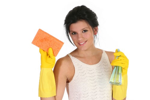 Cleaner working on hallway carpets in Tockwell
