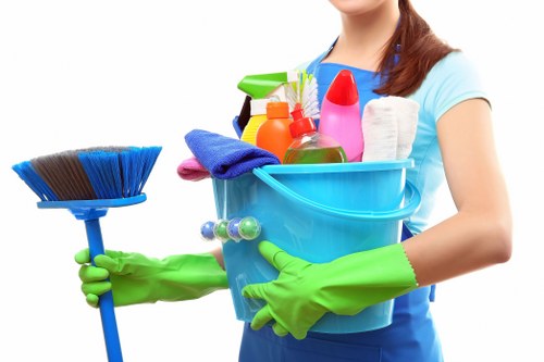 Professional domestic cleaner tidying a kitchen in Tockwell