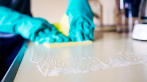 Professional cleaning equipment in a local business environment